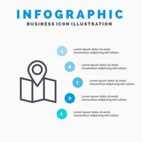 Location Map Pointer Line icon with 5 steps presentation infographics Background vector