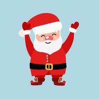 Vector Christmas illustration with Christmas Santa Claus in cartoon style. A cartoon character with different emotions, a Christmas tree and gifts.