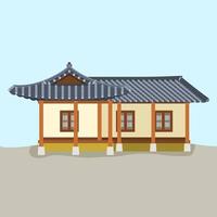 Editable Traditional Hanok Korean House Building Vector Illustration for Artwork Element of Oriental History and Culture Related Design