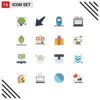 Universal Icon Symbols Group of 16 Modern Flat Colors of store spring smart technology nature ecology Editable Pack of Creative Vector Design Elements