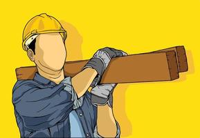 ilustración dibujada a mano de un trabajador de la construcción y arquitecto, reparador e ingeniero, y trabajador industrial en uniforme. gerente de proyecto y empleados en casco, aislados vector