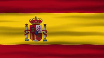 Seamless loop animation of the Spanish flag, flag waving in the wind, perfect for videos of independence day or other holidays