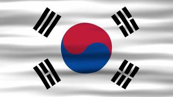 Seamless loop animation of the South Korea flag, flag waving in the wind, perfect for videos of independence day or other holidays