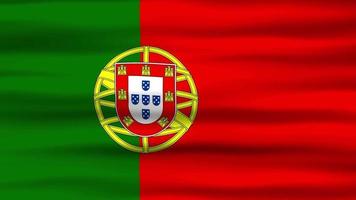 Seamless loop animation of the Portugal flag, flag waving in the wind, perfect for videos of independence day or other holidays