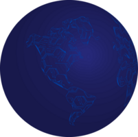 Modern Technology World Map Globe Crop-out png