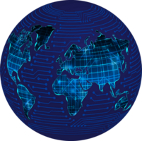 Modern Technology World Map Globe Crop-out png