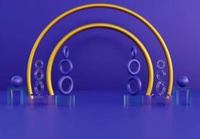 Purple background with decorative objects ideal for poster, cover, branding wallpaper, banner, website, presentation. Modern geometry in minimal concept. Classic and clean. 3d rendering. photo
