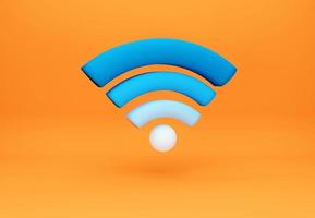 icono de wi-fi en el concepto de diseño de color azul. símbolo wifi. ilustración de representación 3d. foto