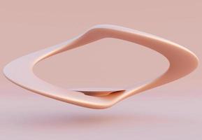 Pink Gold cylinder podium with decorative objects on nude color background. Stand to show products. Stage showcase with copy space. Pedestal display.  3D rendering.