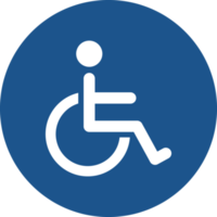 wc, icône de toilette pour personne handicapée dans un cercle bleu. png