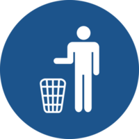 icono de inodoro de basura en círculo azul. png