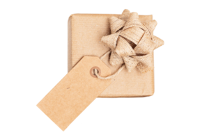 Beige gift box isolated on a transparent background png
