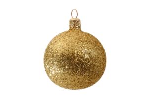 Gold Christmas ball decor isolated on a transparent background png