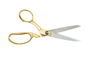 Gold scissors isolated on a transparent background png