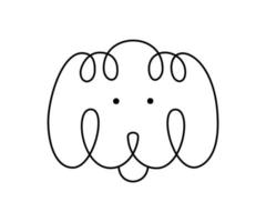 Vector cute one line dog poodle face logo. Minimalist pet in abstract hand drawn scandinavian style. Continuous line artwork for banner, book design, web illustration