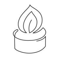 Vector Hand drawn one line burning candle art logo icon. Continuous Christmas advent outline illustration for greeting card, web design isolated holiday invitation