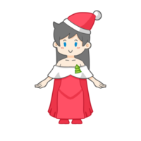 Cartoon girl wearing a christmas costume png