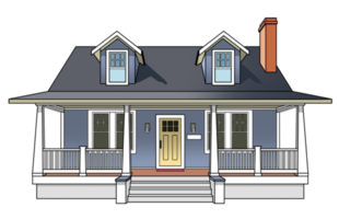 ilustración de vista frontal de la casa