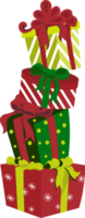 Gift box with ribbon of christmas, new year, wedding, holiday symbols set png