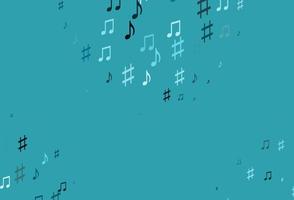 Light BLUE vector template with musical symbols.