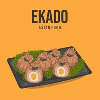 comida asiática, vector ekado. cocina japonesa, comida tradicional.