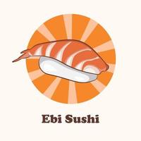 comida asiática. vector de sushi ebi. cocina japonesa, comida tradicional. sushi de camarones