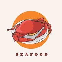 Crab vector. Seafood in cartoon style vector