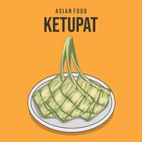 juego de ketupat. una comida tradicional en la celebración del día islámico vector