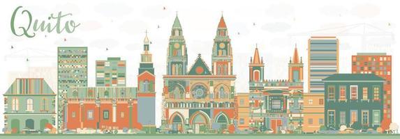 Abstract Quito Skyline with Color Buildings. vector