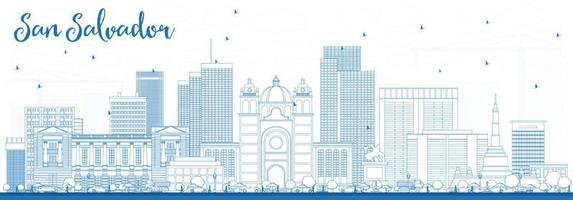 Outline San Salvador Skyline with Blue Buildings. vector