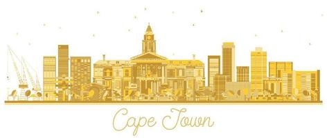 Cape Town South Africa City skyline golden silhouette. vector