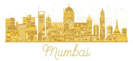 silueta dorada del horizonte de la ciudad de mumbai india. vector