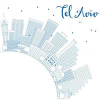 delinee el horizonte de tel aviv con edificios azules y copie el espacio. vector