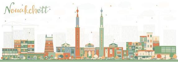 Nouakchott Mauritania Skyline with Color Buildings. vector