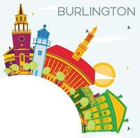 Burlington Skyline with Color Buildings, Blue Sky and Copy Space. vector