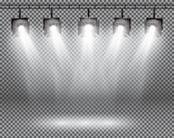 Scene Illumination Effects with Spotlights on Transparent Background. vector