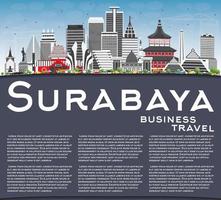 Surabaya Skyline with Gray Buildings, Blue Sky and Copy Space. vector