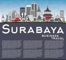 Surabaya Skyline with Gray Buildings, Blue Sky and Copy Space. vector