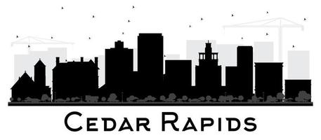 Cedar Rapids Iowa skyline black and white silhouette. vector