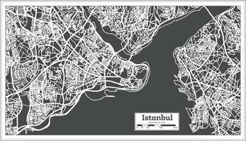 Istanbul Turkey Map in Retro Style. vector