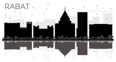 Rabat Morocco City skyline black and white silhouette. vector