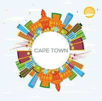 Cape Town Skyline with Color Buildings, Blue Sky and Copy Space. vector