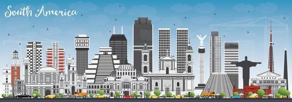 South America Skyline with Famous Landmarks. vector