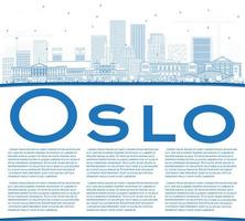 Outline Oslo Norway Skyline with Blue Buildings and Copy Space. vector