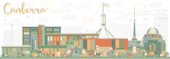 Abstract Canberra Skyline with Color Buildings. vector