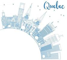 Outline Quebec Skyline with Blue Buildings and Copy Space. vector