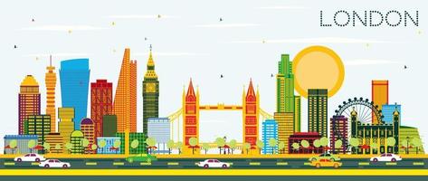 London Skyline with Color Buildings and Blue Sky. vector