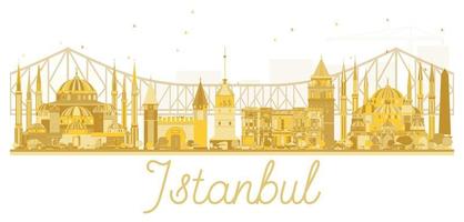 Istanbul City skyline golden silhouette. vector