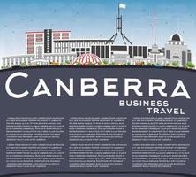 Canberra Skyline with Gray Buildings, Blue Sky and Copy Space. vector