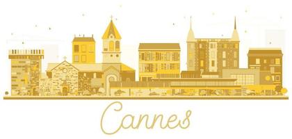 silueta dorada del horizonte de la ciudad de cannes francia. vector